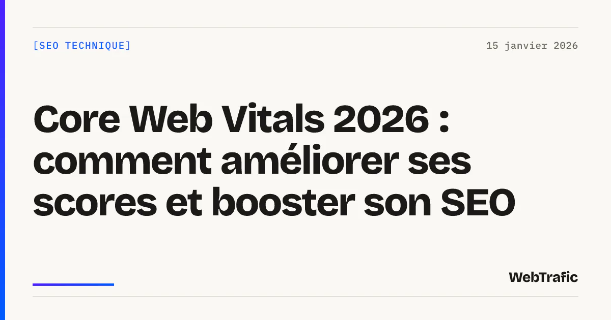 Core Web Vitals 2026 : comment améliorer ses scores et booster son SEO