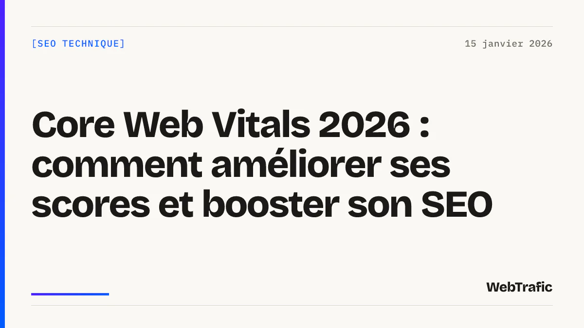 Core Web Vitals 2026 : comment améliorer ses scores et booster son SEO