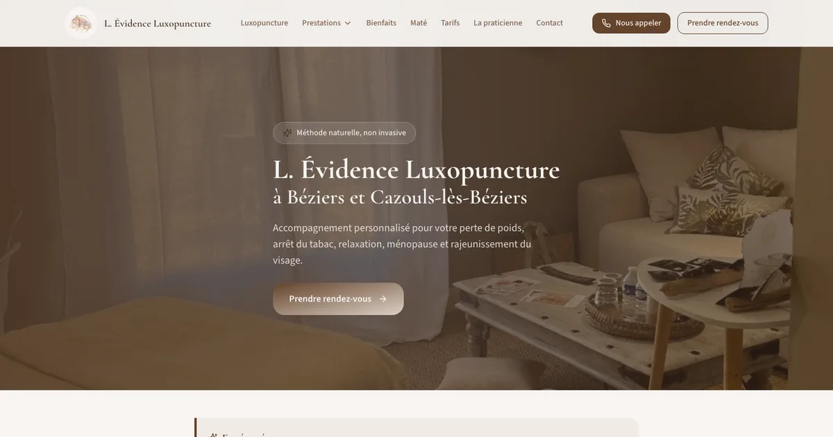 Site L. Évidence Luxopuncture - Bien-être & Médecine douce