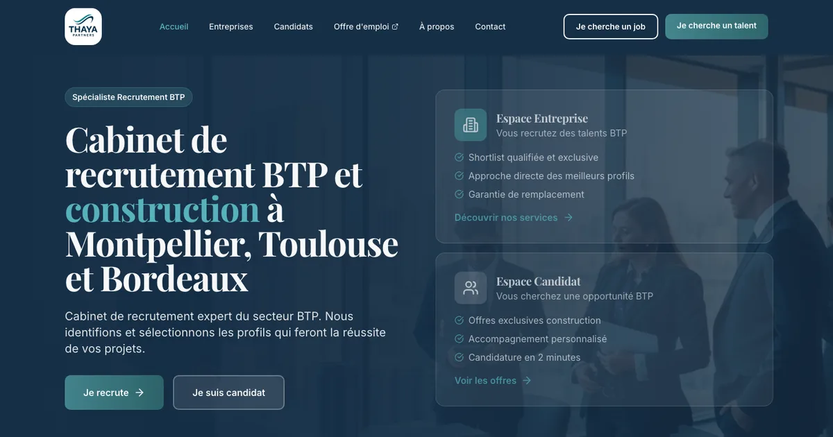 Site THAYA Partners - Recrutement BTP & Construction