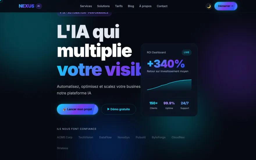 Aperçu du template D2 TECH PREMIUM - Nexus AI