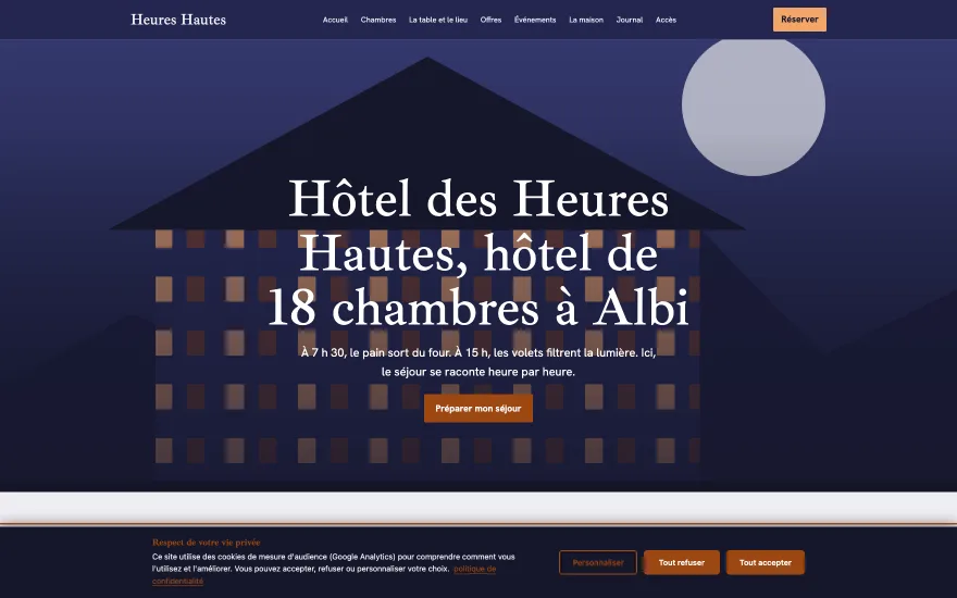Aperçu du template HOTEL Hôtel des Heures Hautes - Hôtel indépendant