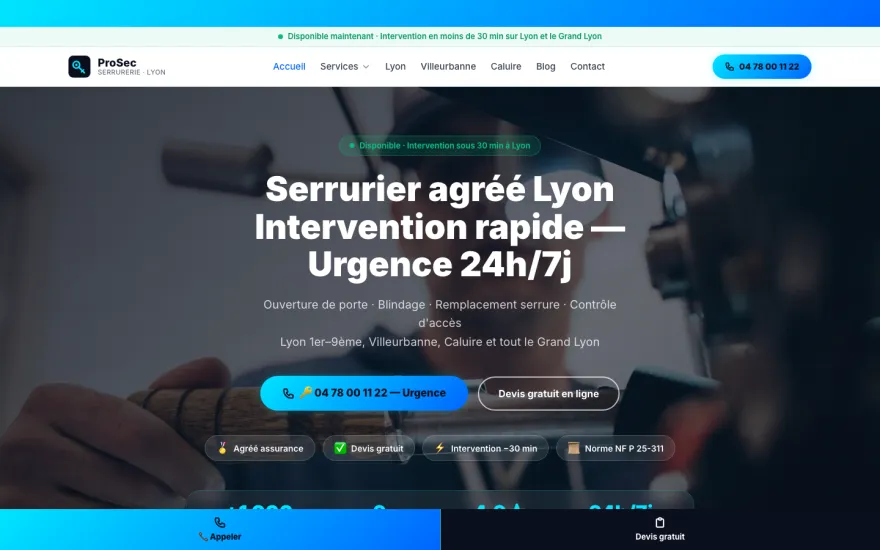 Aperçu du template P4 LOCAL PRO - Serrurier Lyon