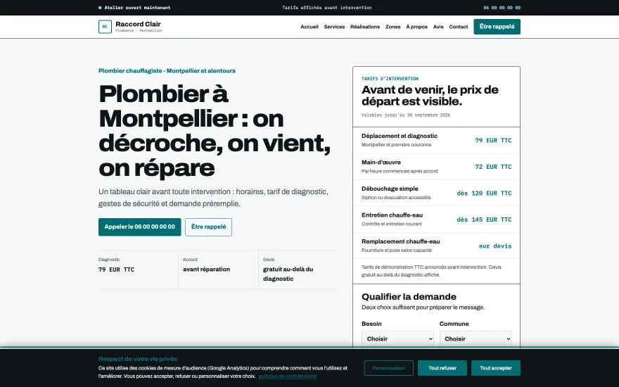 Aperçu du template PLOMBIER Raccord Clair - Plomberie et sanitaire
