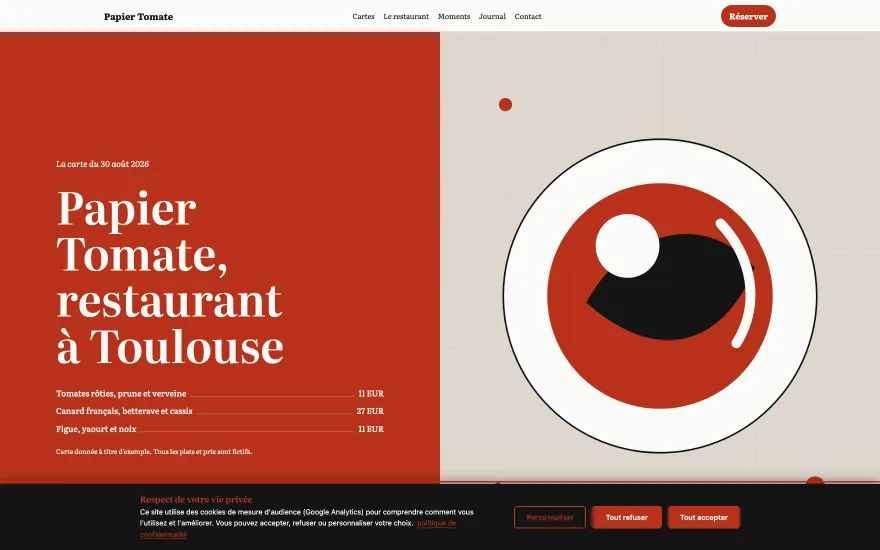 Aperçu du template RESTAURANT Papier Tomate - Restaurant de saison